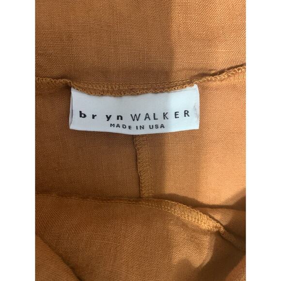 Bryn Walker Linen Cowl Neck Draped Pumpkin Orange Dress S Lagenlook Coastal Art - Picture 8 of 10